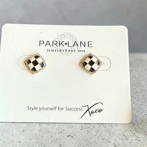 Park Lane Checkered Gold and Black Stud Earrings